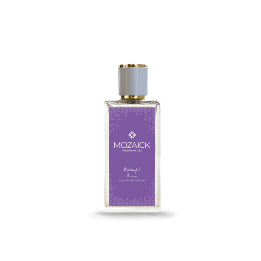 MIDNIGHT BLOOM Extrait de Parfum 50 ml von MOZAICK – Flakon mit violettem Etikett
